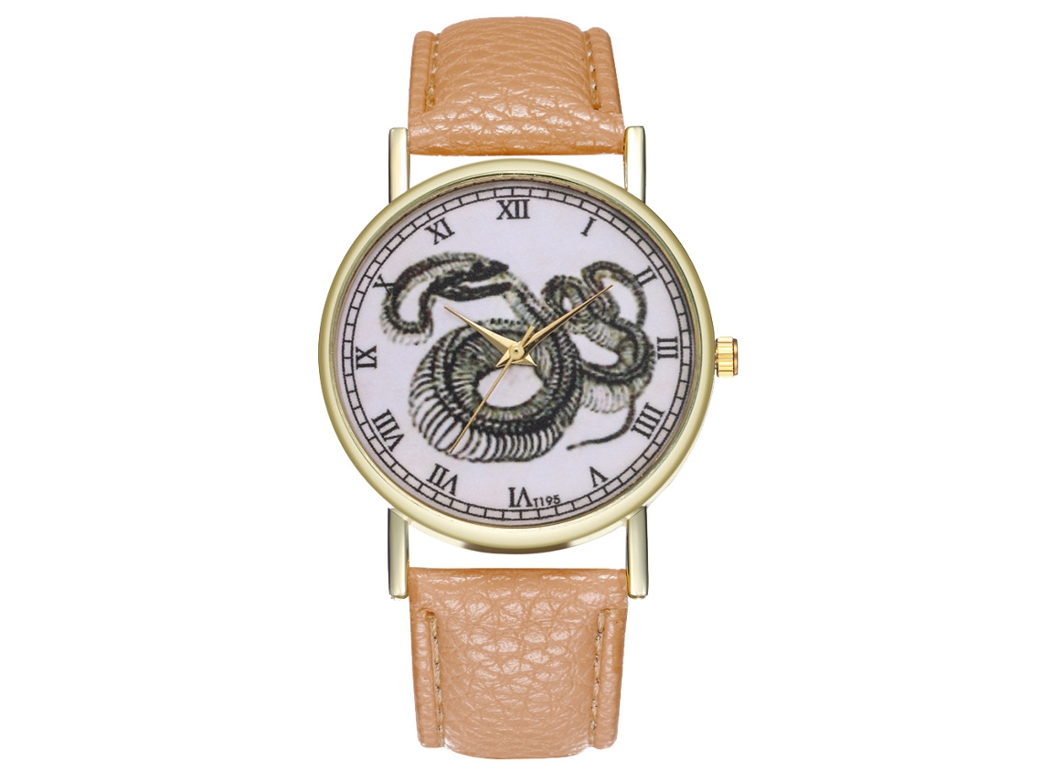 Reloj De Cuarzo Para Mujer Zhoulianfa, Elegante Y Moderno, De Cuero, Modelo T195-a, Con Animales Simbólicos, Color Crema.