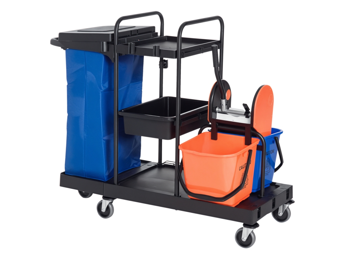 Carro De Limpieza 3 Niveles Con Prensa, Doble Cubo 18l, Hotel/restaurante Use