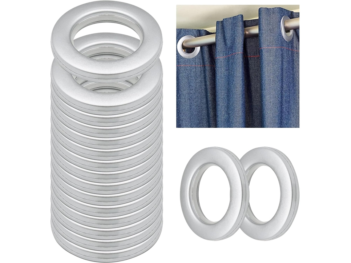 Juego de 40 anillas para cortinas con ojales, ojales de 42 mm para barras de cortina, anillas para cortinas Vayotoy con ojales