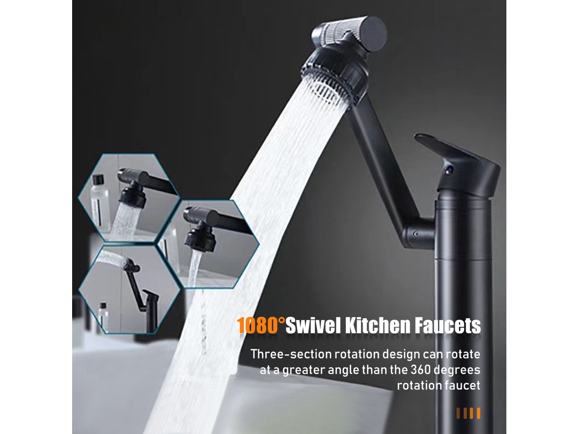 Grifo de cocina con rotación de 1080° y 2 modos de pulverización
