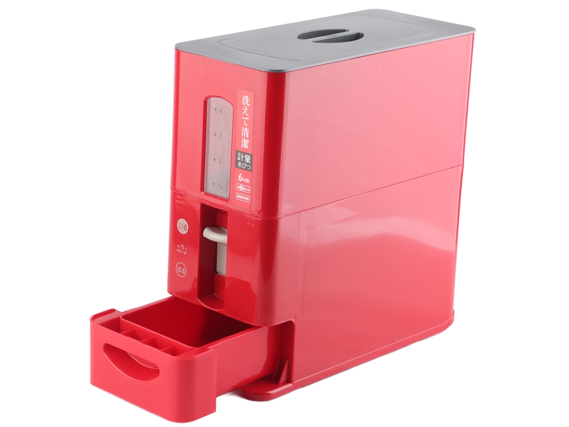 Dispensador De Arroz Transparente Com Escala Anti-polvo Para Casa 13,4x5,9x13,8 Polegadas Vermelho