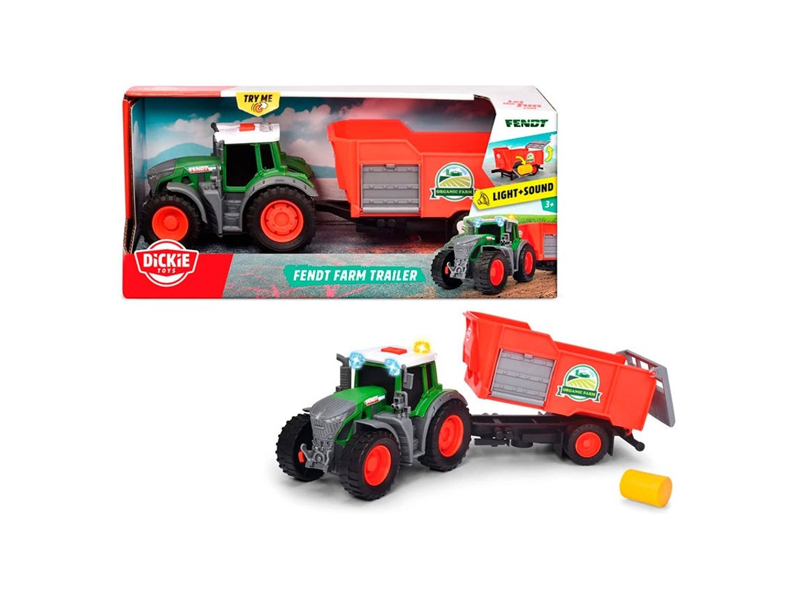 Tractor DICKIE Fendt Granja Trailer 26 Cm Luz Y Sonido (Edad Mínima Recomendada: 3 años)