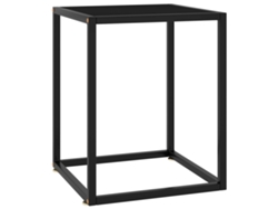 Mesa de Centro de Apoyo 40X40X50 Cm Negro con Vidrio Negro