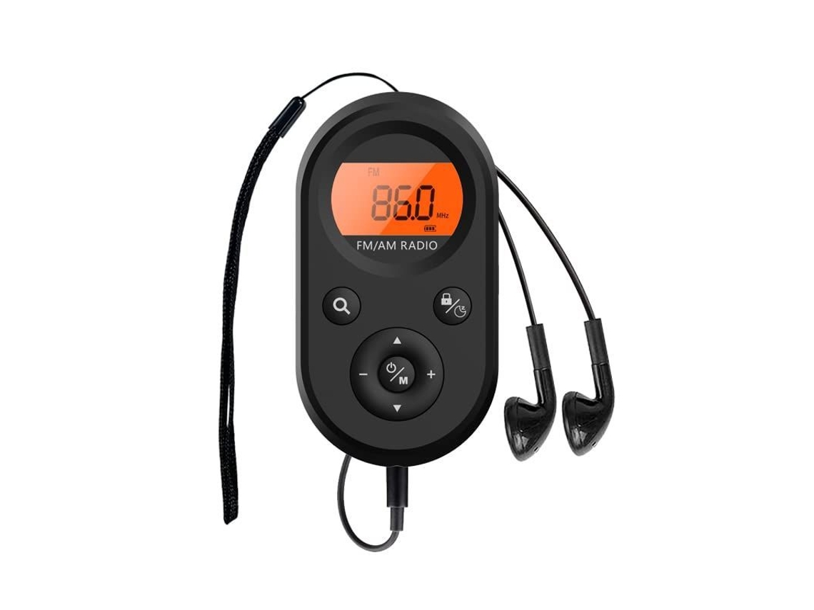 Mini Radio Portátil Am/fm Con Temporizador, Conector Para Auriculares, Batería Recargable, Usb Y Pantalla Lcd.