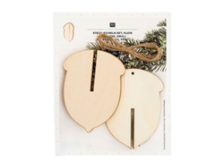 Decoración navideña de madera - 3 bellotas en relieve