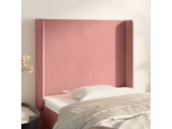 Cabecero Con Orejas De Terciopelo Rosa 103x16x118/128 Cm