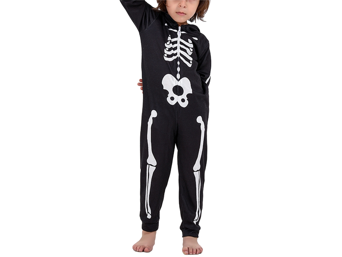 Kkpm-pijamas Familiares De Halloween Con Estampado De Esqueleto Para Fiesta Infantil Talla 10-11a Negro