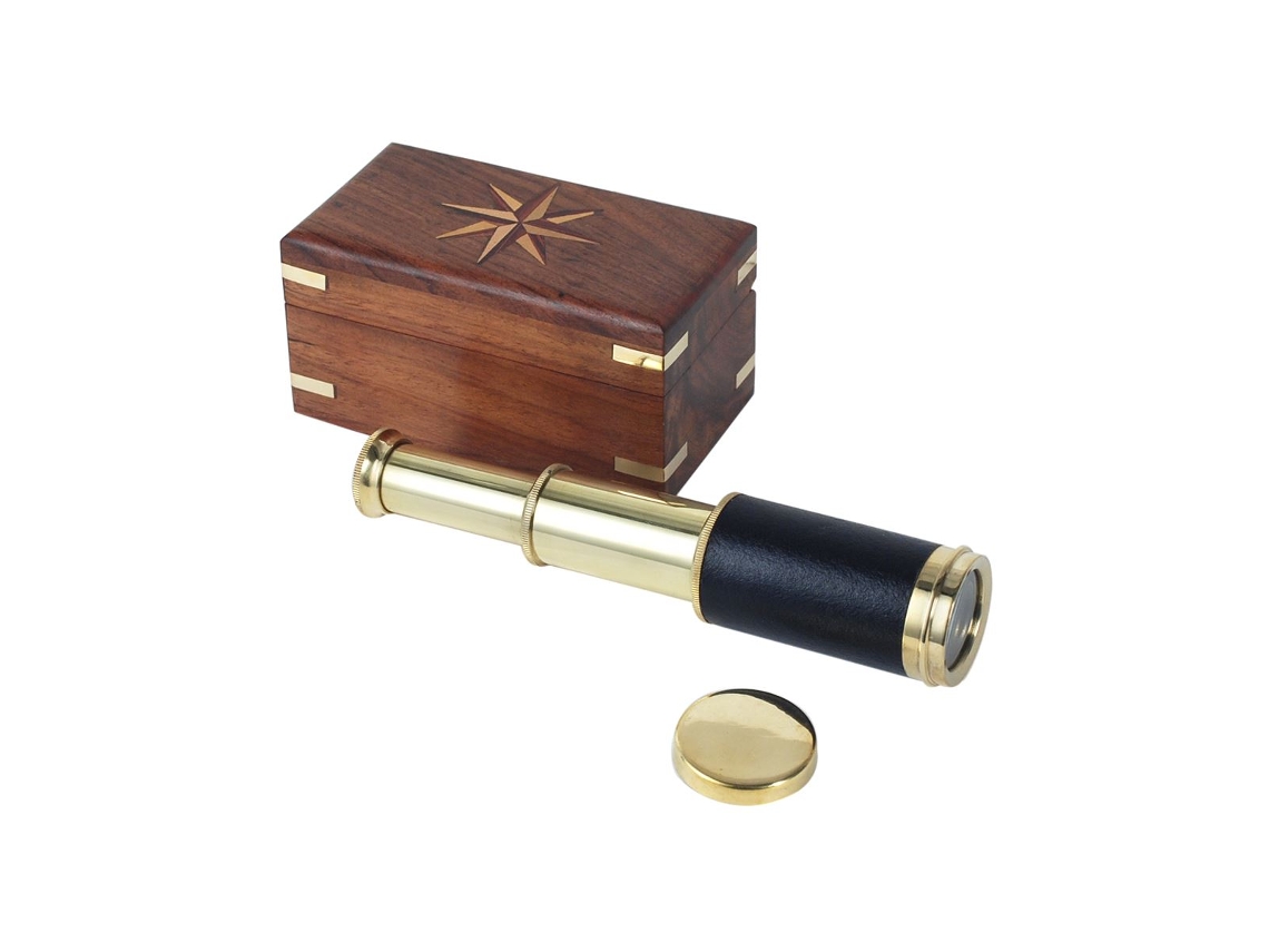 Decor and Go Telescopio Con Caja Decoración Náutico Colección World Map DG15855 BY SIGRIS