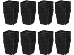 Macetas cuadradas negras para plántulas, 6 cm, paquete de 100 unidades. Macetas ligeras de plástico con sistema de riego.