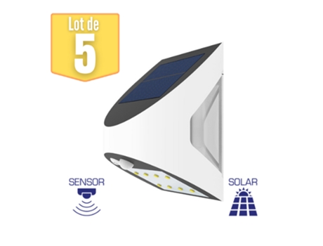 Conjunto de 5 luces de pared solar con 3W IP54 LED con detector de movimiento BRAYTRON