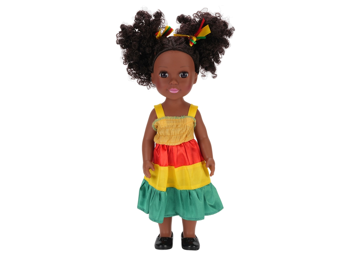 Muñeca Africana Realista De 35 Cm Con Cabello Afro Y Ropa Removible Para Niños.
