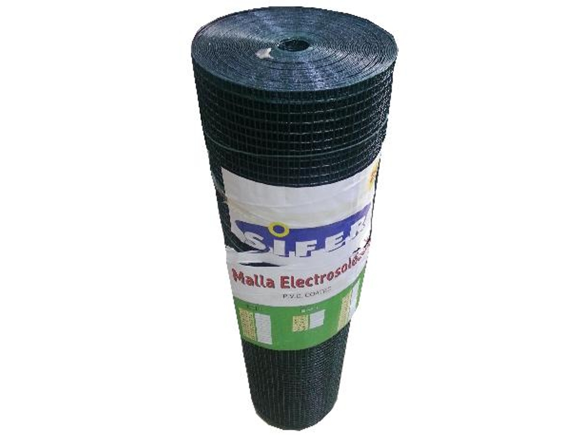 Malla electrosoldada sifer 13x13x1.0 1.oo mt plastif. verde 10 m