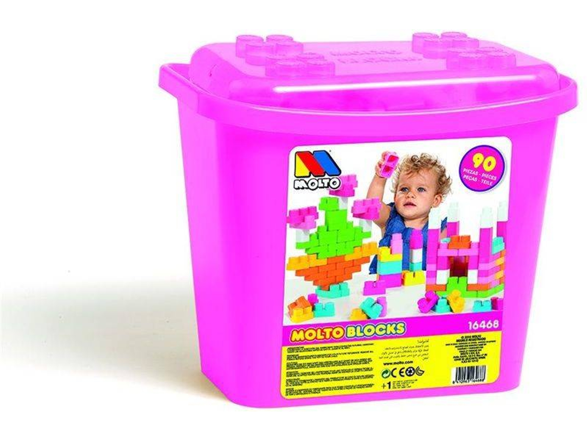 Blocs de Construcción MOLTO Box Blocos 90 Pcs Rosa (Edad Mínima: 1 Año - 90 Piezas)