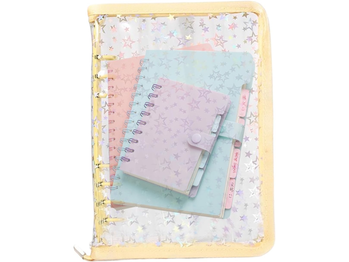 Carpeta de anillas transparente recargable, cuaderno de almacenamiento reutilizable con pegatinas, cuaderno con Vayotoy