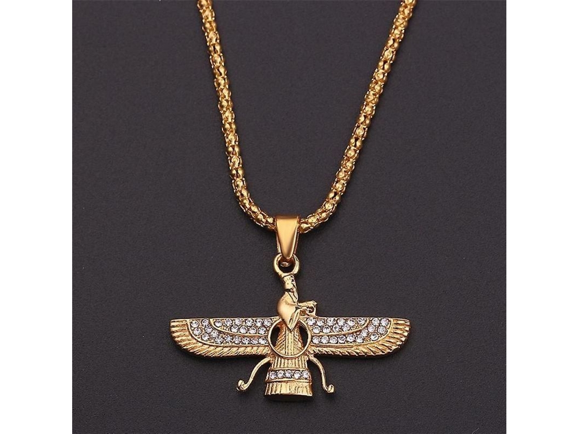 Colgante De Collar De Ala Zoroástrica Dorado Aleación Persa Achaemenida Joyería Hombre