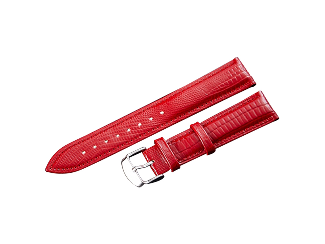 Correa de reloj moderna informal de piel sintética roja con diseño de grano de lagarto, 20 mm