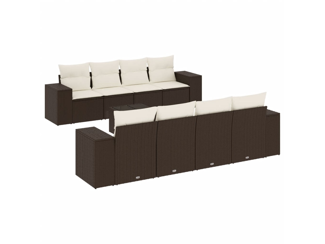 Maison Exclusive - Set De Sofás De Jardín 9 Pzas Y Cojines Ratán Sintético Marrón