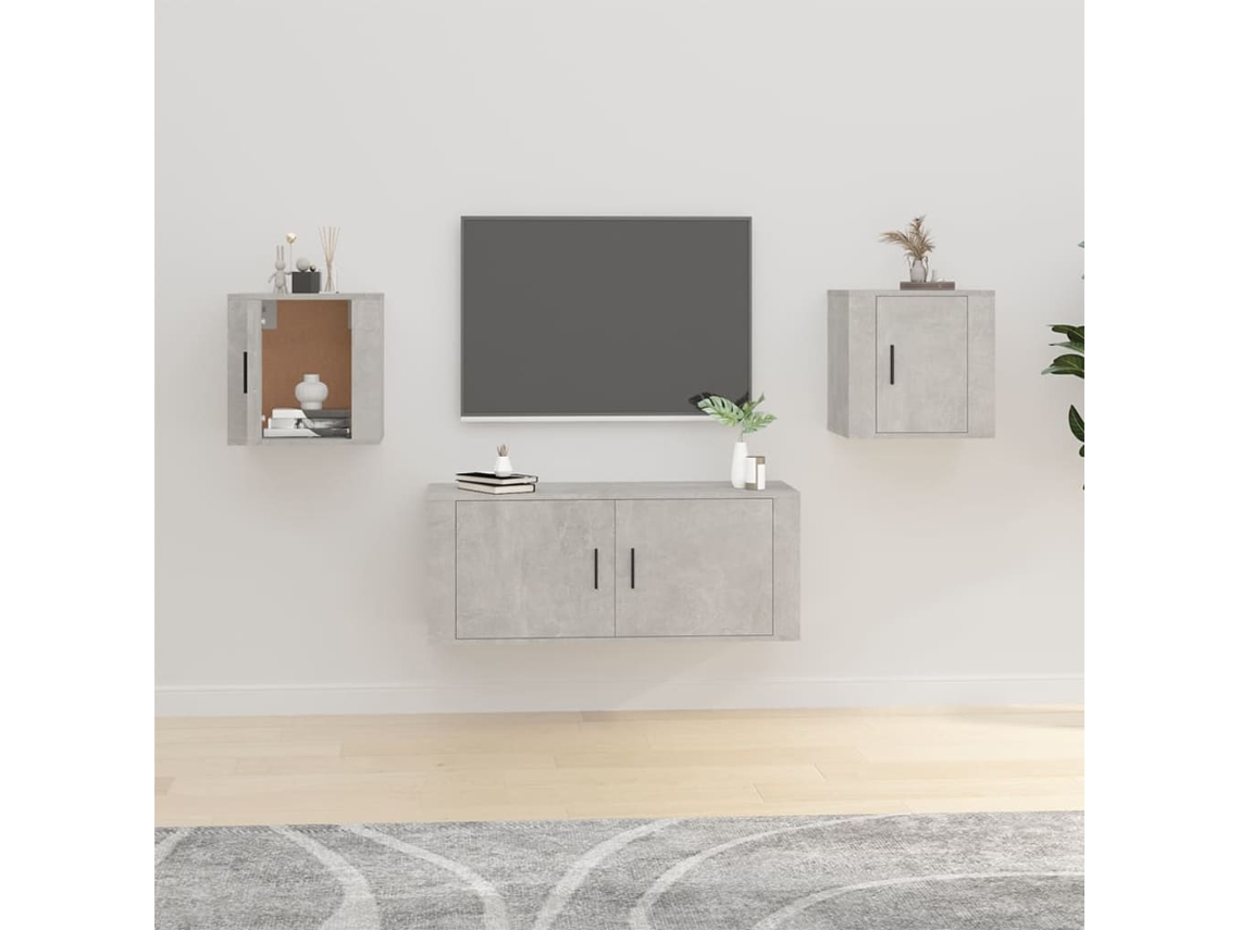 Estantería/Muebles de TV de Pared 2 Pzs 40X34,5X40 Cm Gris Cemento