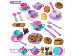 Juego de té infantil para niñas, juego de té con tetera para postre y té de la tarde Mdug (azul)