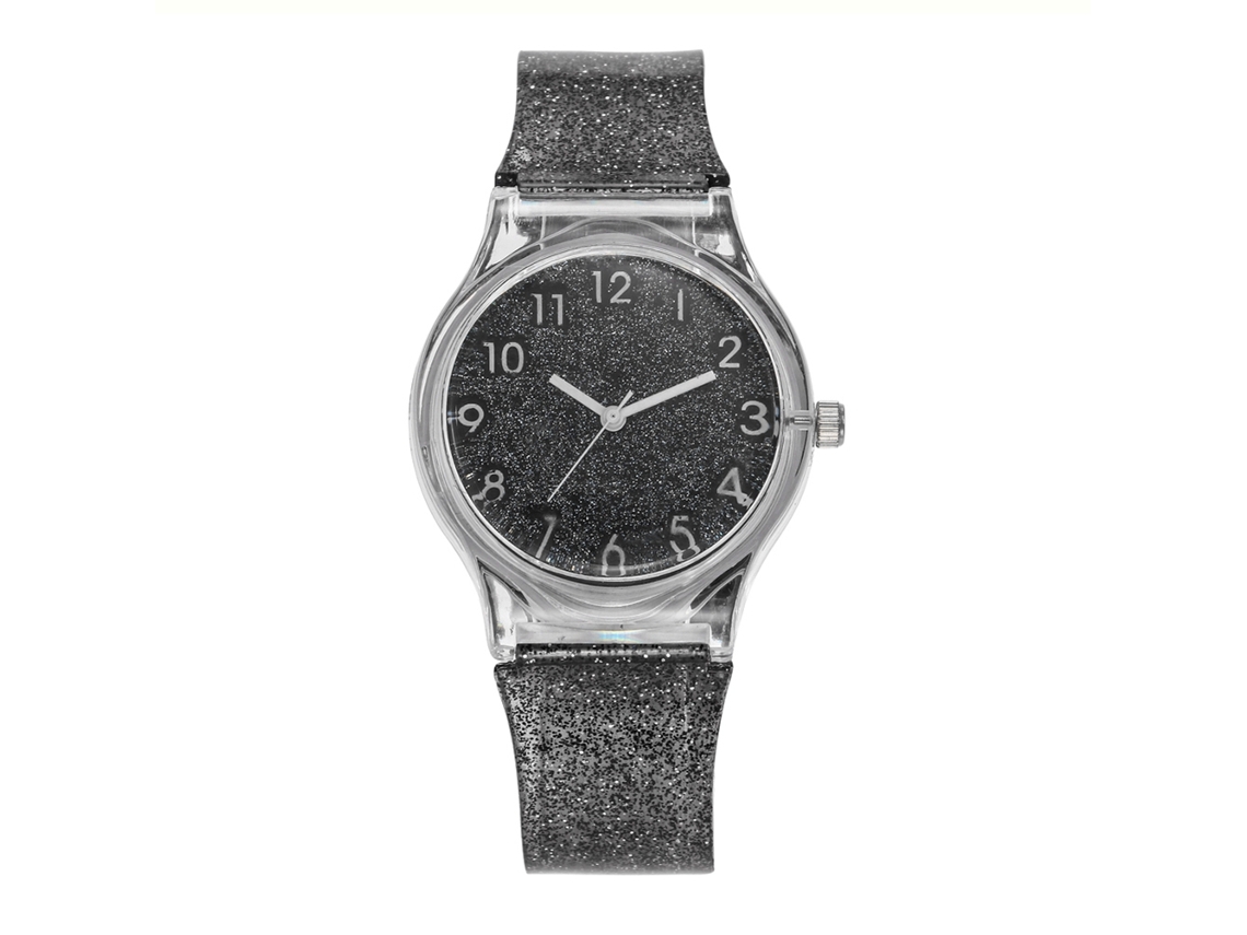 Reloj De Pulsera Clásico De Cuarzo Para Mujer Con Correa De Silicona Negra.