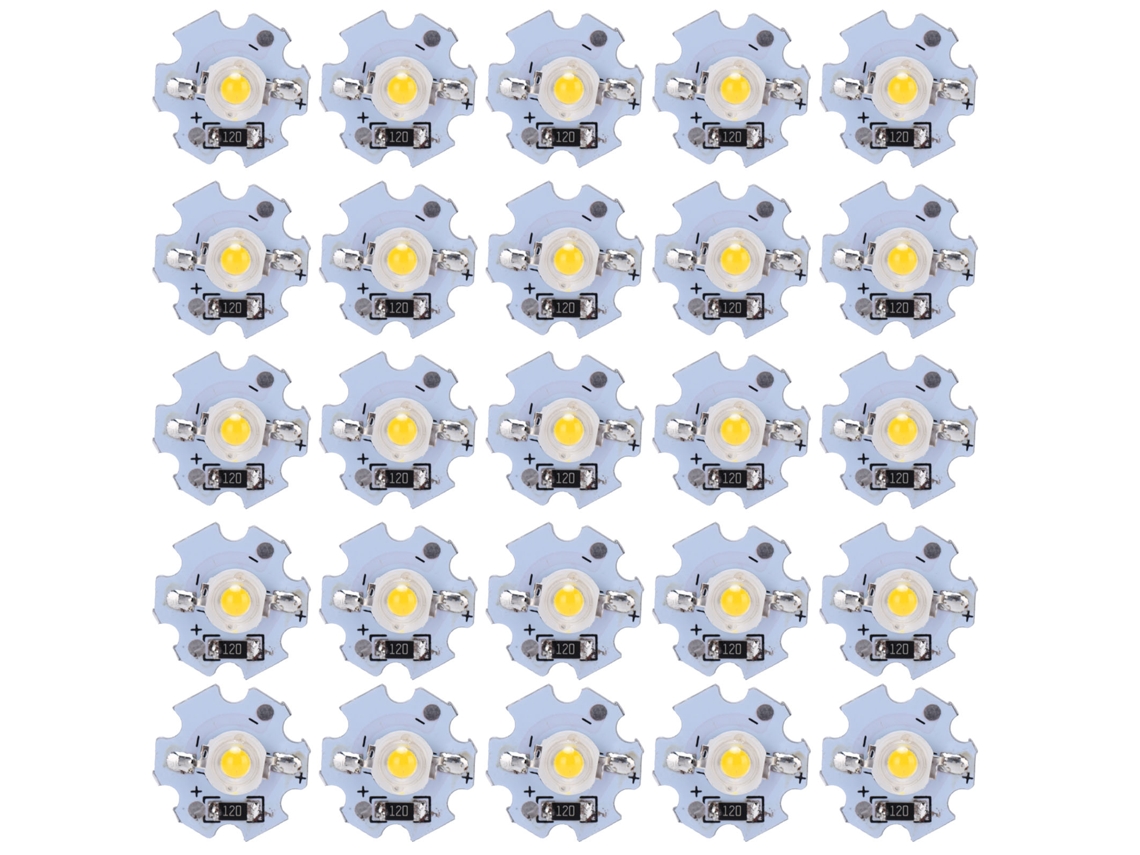 25 chips LED de alta potencia de 0,5 W y 5 V (2026) con placa de aluminio, luz blanca cálida de 3000-3200 K para iluminación DIY.