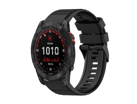 Pulsera Correa de Reloj de Silicona con Textura Horizontal para Garmin Fenix 7x26 mm con Herramienta de extracción Negra VENISYMLIS