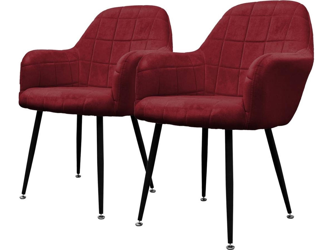 Conjunto de 2 Sillas de Comedor ECD 86 Burdeos (Microfibra, Metal - 58x43x83 cm)