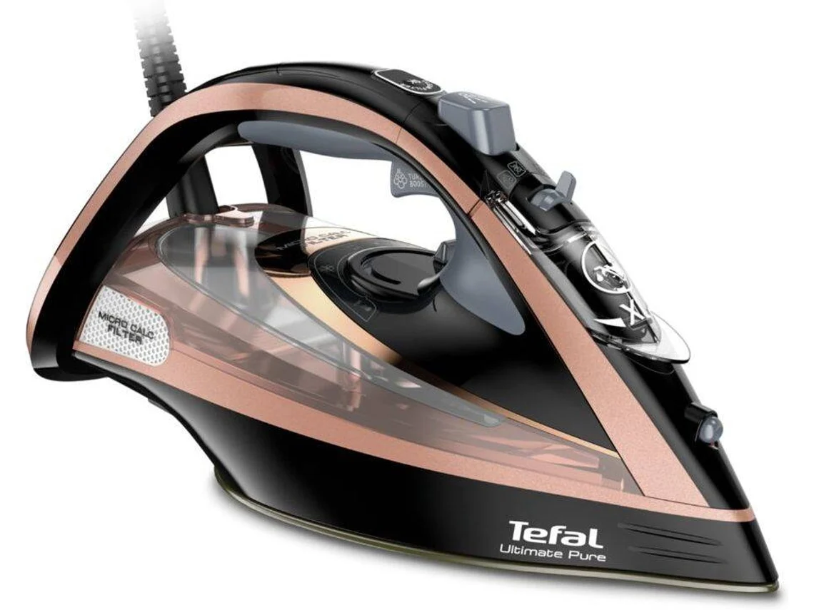 Plancha de vapor TEFAL Ultimate Pure FV9845E0 (golpe de vapor 260 g/min - base Durilium)