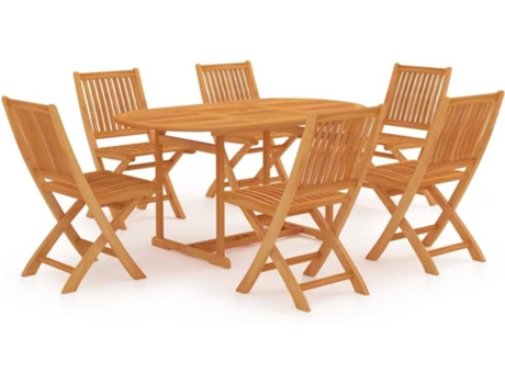 Conjunto 7 Conjunto de comedor de jardín VIDAXL madera maciza de teca
