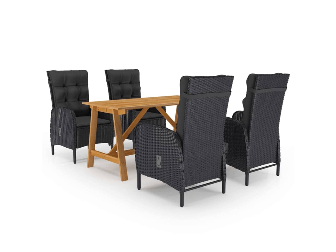 Juego de comedor de jardín negro de 2 piezas Dkd Home Decor