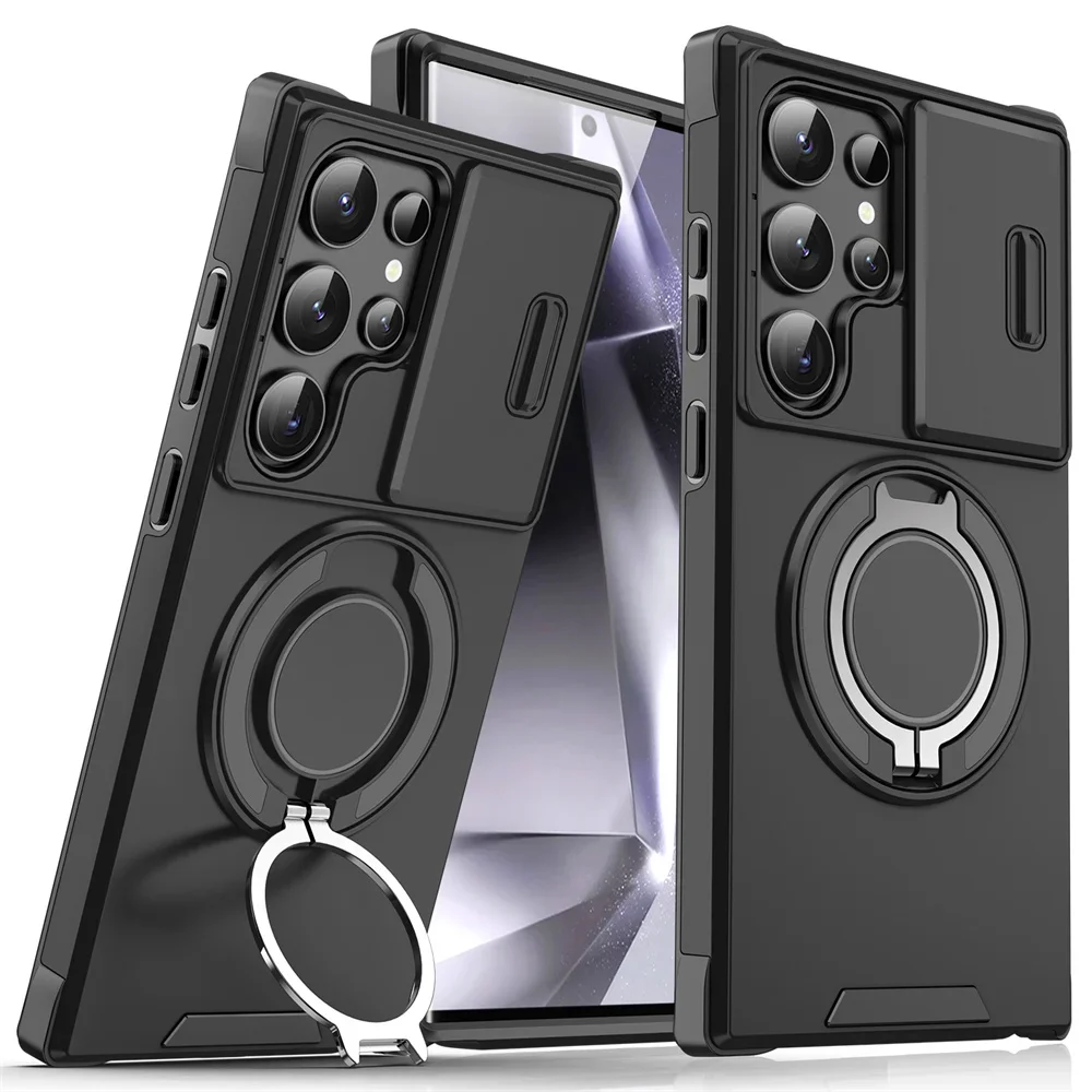(samsung S23 Ultra, Negro) Funda Magnética Deslizante Para Teléfono Samsung, Que Protege La Cámara.