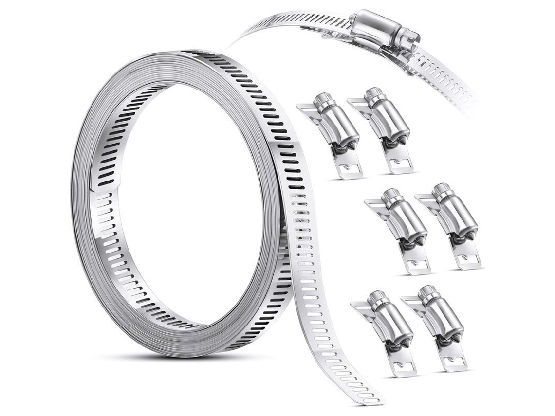 Abrazadera Para Manguera De Acero Inoxidable 304, Ajustable Con Asas, 7 Piezas (2,44 M)