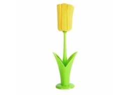 Cepillo de esponja Baok de mango largo para limpiar tazas, color amarillo, 2 unidades