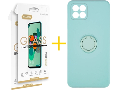 Carcasa + 2 Protectores de Pantalla para Huawei P40 Lite ACCETEL Verde Agua