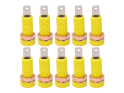 10 conectores banana de panel de 4 mm para instrumentos electrónicos, color amarillo.