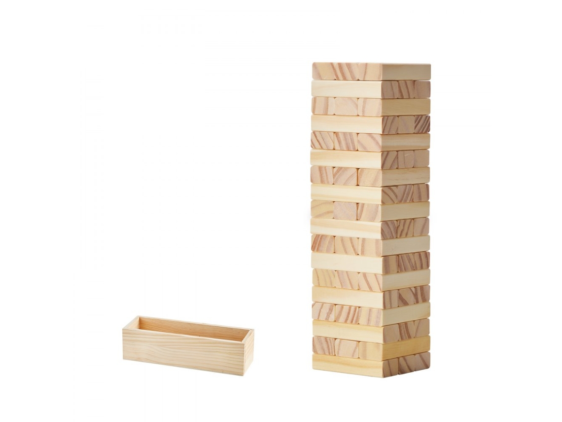 Juego de torre de madera con 54 bloques apilables y caja Tekmaquinas