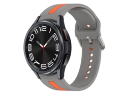 Bracelete Para Samsung Galaxy Watch 6 Classic (47mm) - Silicone De Duas Cores - Cinza + Laranja