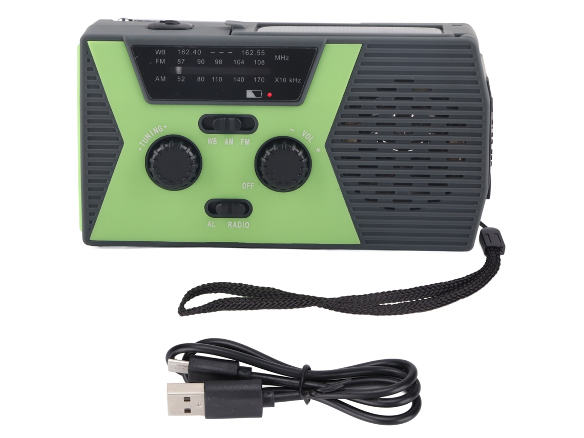 Radio De Emergencia Con Manivela Y Energía Solar. Linterna Noaa Sos De 2000 Mah Para Acampada Y Supervivencia.
