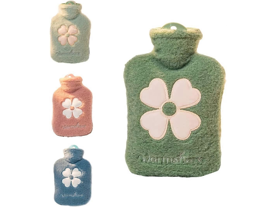 Bolsa De Agua Caliente Mini 1000ml De Peluche Cartoon Color Verde Matcha Portátil