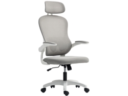 Sillón Ergonómico De Escritorio Con Respaldo En Mesh, Regulable En Altura, Brazos Abatibles, 5 Ruedas, Función Wipp, Gris