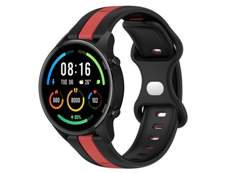 Correa de reloj inteligente para Xiaomi MI Watch Sport 22 mm Mariposa Hebilla de silicona bicolor (Negro + Rojo)