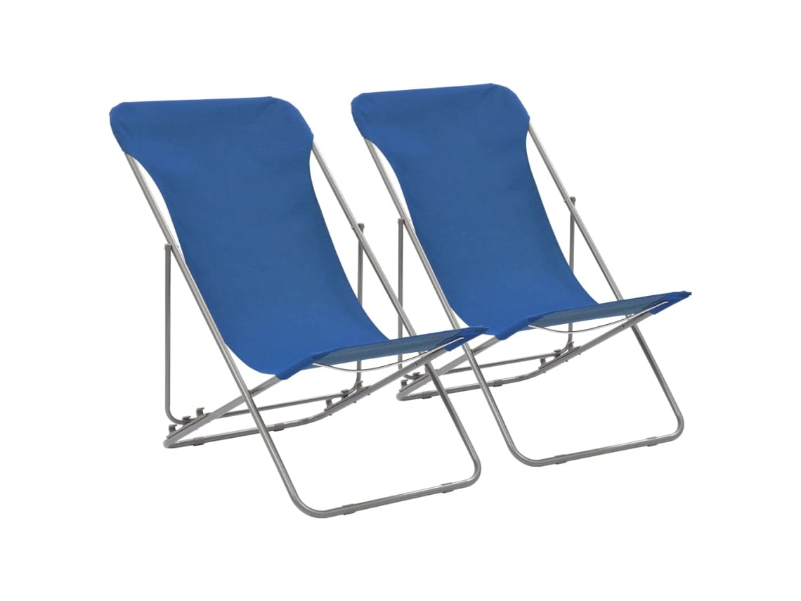 Sillas de playa plegables DKD Home Decor de 2 piezas, acero y tela Oxford azul