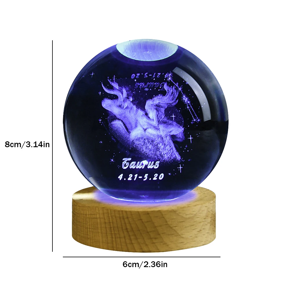 (luz Fría) Lámpara De Noche Con Forma De Bola De Cristal, Lámpara Esculpida En 3d, Decoración Del Hogar.