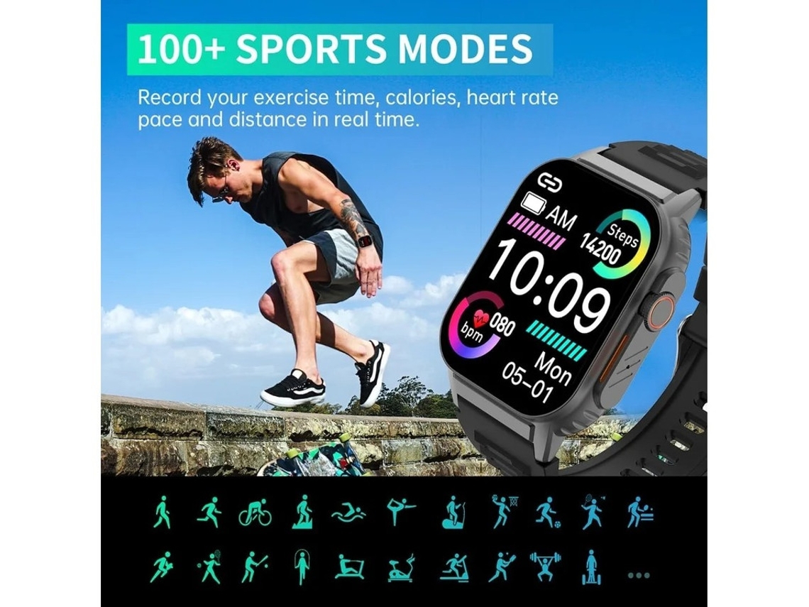 Reloj inteligente 2.01 con función de respuesta y realización de llamadas para hombres y mujeres, IP67 a prueba de agua, más de 100 modos deportivos, rastreador Bestvite