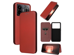 Funda Con Tapa De Cuero De Fibra De Carbono Para Realme Gt Neo 5 Con Protección Magnética