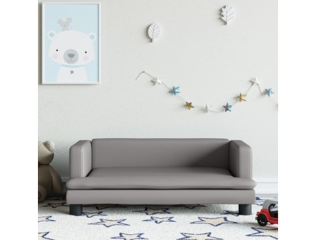 Sofá para niños de cuero sintético gris 80x45x30 cm VIDAXL