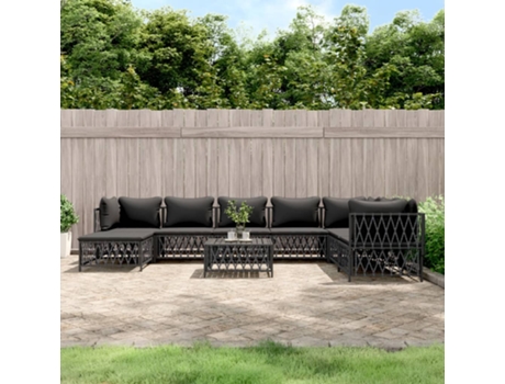 Conjunto 9 de muebles de jardín VIDAXL con cojines acero antracita