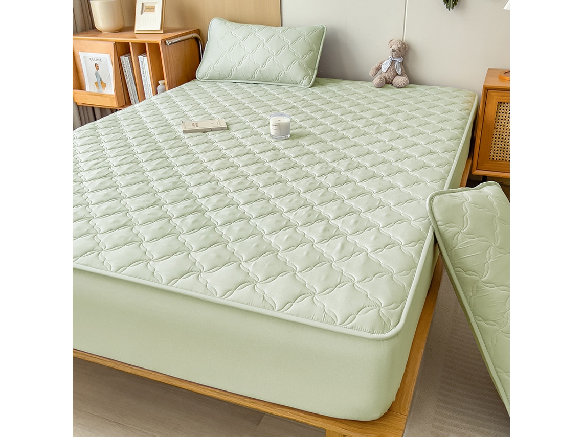 Funda de colchón elástica, juego de 3 piezas, con membrana impermeable de TPU, 200 x 220 cm, verde Siurn