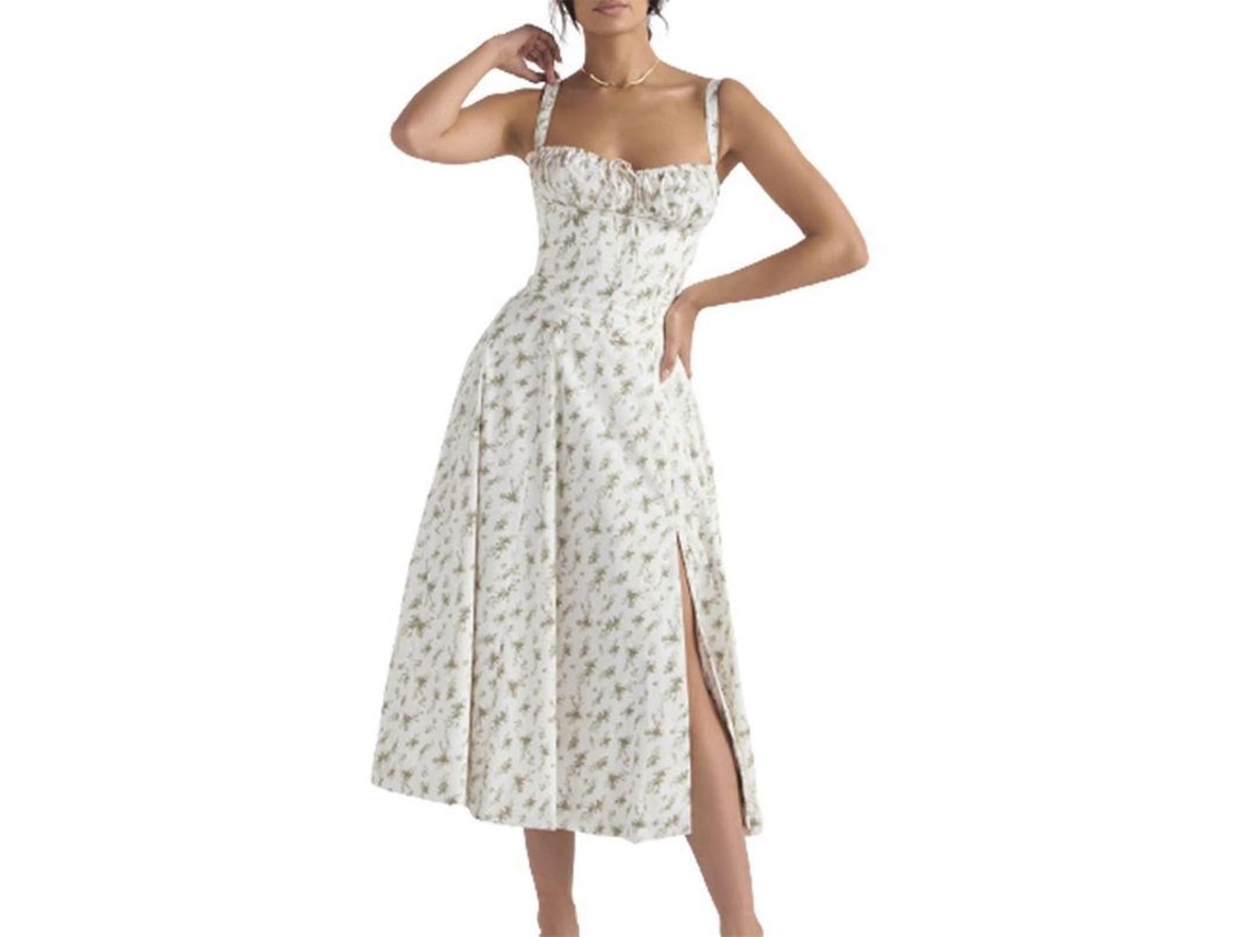 2026-vestido Sin Mangas Bustier Estampado Con Cordón Y Encaje Para Mujer De Verano