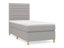 Maison Exclusive - Cama Box Spring Con Colchón Tela Gris Claro 90x190 Cm